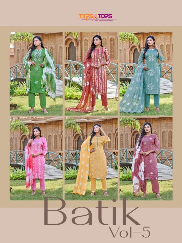 Tips Tops Batik Vol 5 Chanderi Batik Designer Readymade Suit